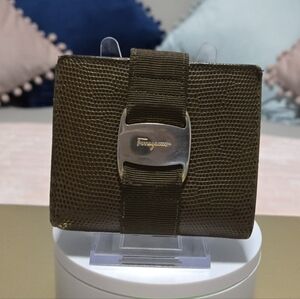 Salvatore Ferragamo Vara Bifold lizard-embossed Leather